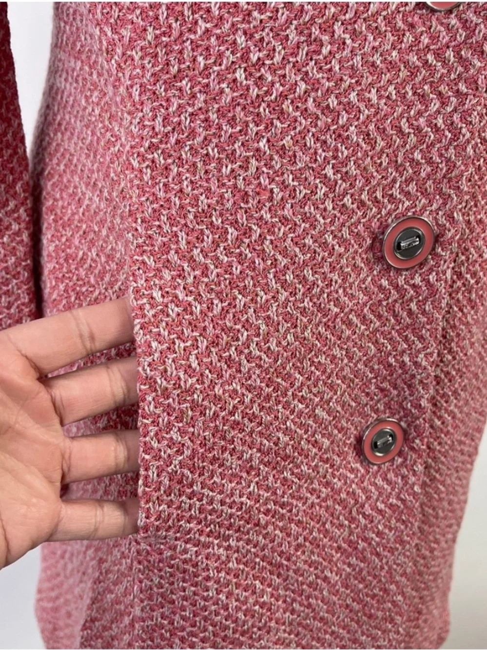 St. John Rose Tweed Button-Front Coat